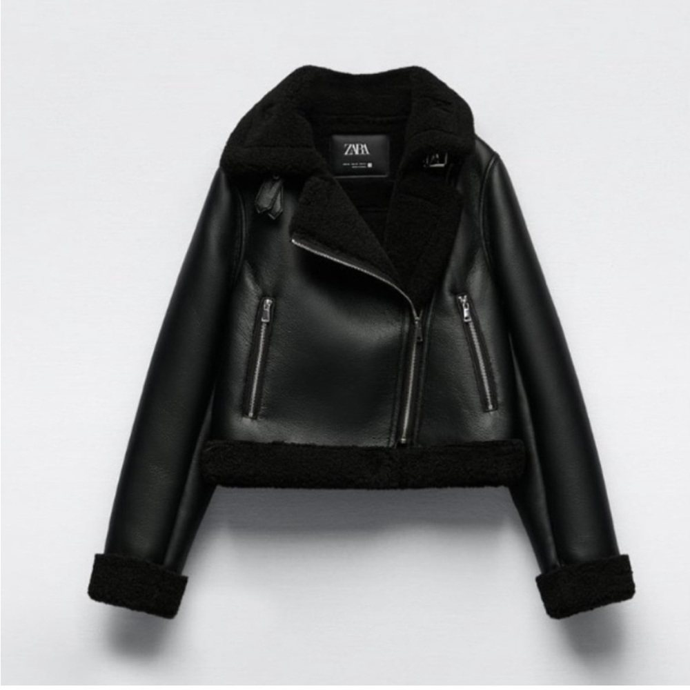 NWT ZARA DOUBLE FACED FAUX LEATHER JACKET